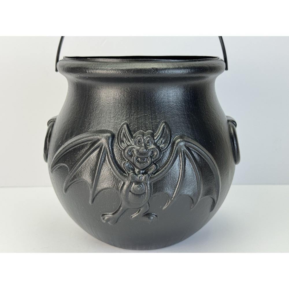 Vintage Halloween General Foam Witch CAULDRON Bat Blow Mold‎ Candy Pail Bucket